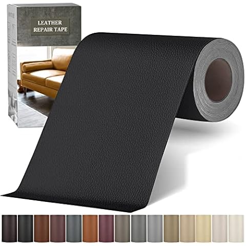 Yikda Self-Adhesive Leather Repair Patch, 4" x 63" Vinyl Leather Repair kit for Furniture, Leather Repair Tape for Car seat, Couch, Furniture Black Cover