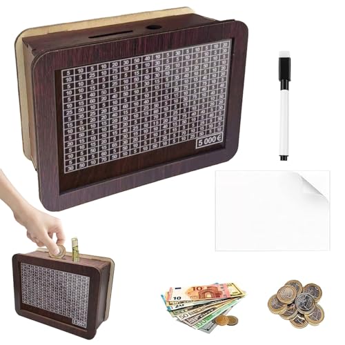 AOMAIGAD Salvadanaio in legno per bambini: risparmio, numeri da incrociare e contatore (B-5000 €)