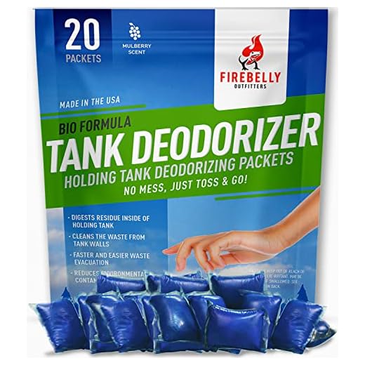 RV Septic Tank Treatment, Holding Tank Deodorizer + Waste Digester + Cleaner - 20 Packets, Mulberry – Sewer Solution, Marine Camper Portable Toilet Chemicals, Odor Eliminator, Formaldehyde Free, USA