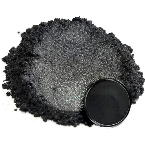 50g Polvo de Mica Metálico Natural Pigmento de Colorante Resina Epoxi,para Manualidades Pintura Jabón Bombas de Baño Slime Velas Cosmético Arte de Uñas (Negro)