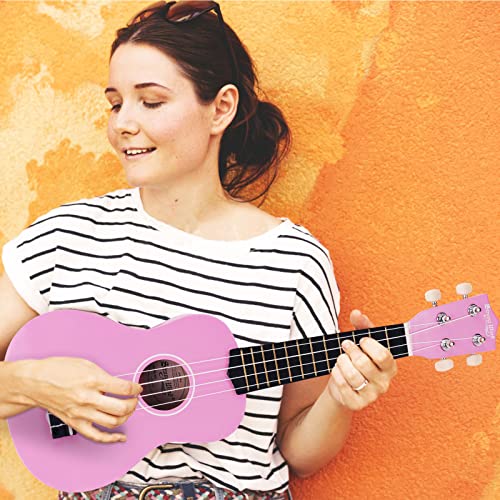 Image of Strong Wind Soprano Ukulele 21 Inch Basswood Ukeleles for Beginners Four Strings Hawaiian Guitar Easter Ukulele for Adults Teenagers, Purple