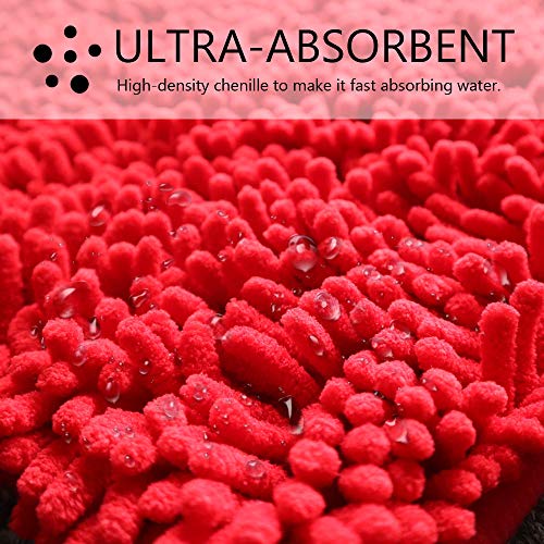 Red Rug For Kitchen Shaggy Chenille Rugs 2 Pieces Set Non Slip Washable Absorbent Runner Rug Set/Kitchen Rugs And Mats/Floor Mat/Entryway Rug/Bath Rug 24X 16 In + 47X 16 In #TOP5