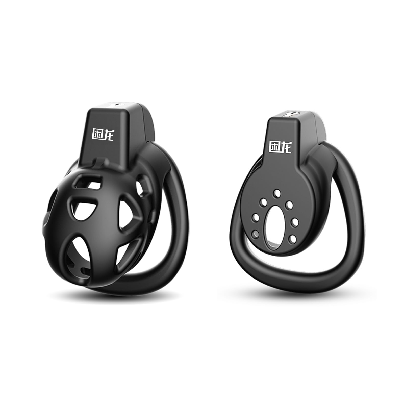 Small and Flat Chastity Cage 2 Combination Sets for Male Bondage Penis Cage Smooth KG Cock Cage Chastity Devices Key Sex Toy for Men Black with 3 Sizes Penis Rings