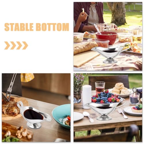 2pcs Stainless Gravy Boat Sauce Boat with Handle for Syrups Salad Dressings Creamer Broth More Server Home Restaurant 5 oz - Image 3