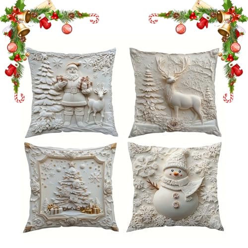 Christmas Themed Cushion Cover, 4 Counts/Set Christmas Themed Cus...