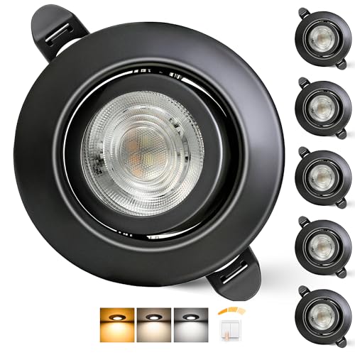 Aulaiyi Spot LED Encastrable 230V Dimmable 68mm 5.5W IP44 45° Rotatif Extra Plat Spots de Plafond...