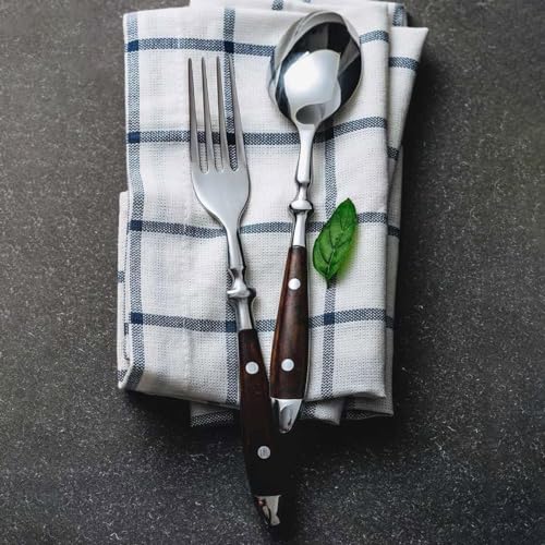 Brown Silverware Set 5 Piece Flatware Cutlery Set Service for 1,18/10 Stainless Steel Faux Wood Rivet Handle Mirror Polished Dishwasher Safe Premium Durable Utensil Sets for Home Kitchen Wedding