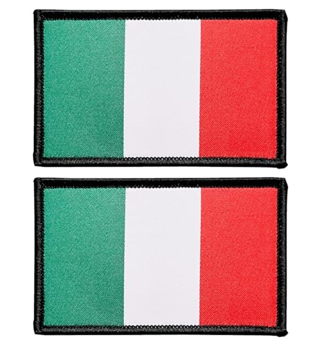 stidsds 2 Pack Italy Flag Patch Italian Flags Embroidered Patches Italy Flags Military Tactical Hook and Loop Fastener Patch for Clothes Hat Backpacks Pride Decorations