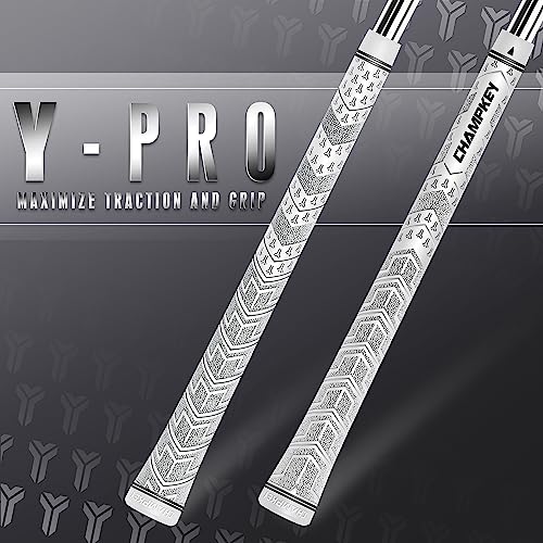 CHAMPKEY Y-PRO Performance Rubber Golf Grips 13 Pack with All Repair Kits - All Weather Control Golf Club Grips - Excellent Traction and Control Golf Rubber Grips(White, Standard)