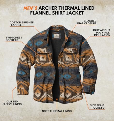 Image of Legendary Whitetails Mens Thermal Lined Shirt Jacket Plaid Flannel Polyfill Insulated Shacket