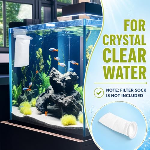 Image of 12Pcs Aquarium Filter Sock 4 Inch Ring, 9 Inch Long, 200 Micron | Sump Filter Socks, Washable & Reusable for Fish Tank Sump Saltwater Freshwater Aquariums, Captures Waste & Fine Debris