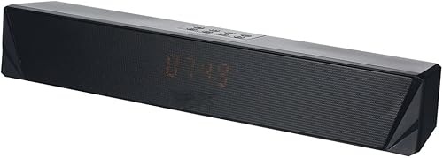 AFLHYJK - Altavoz de escritorio de 2 x 5 W BT5.0, barra de sonido, reloj despertador, pantalla de hora, soporte AUX en tarjeta USB TF para TV Latop