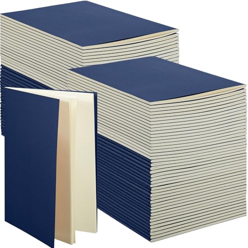 Image of 100 Pcs A5 Journals Notebooks Bulk,Navy,Blank | Kraft Softcover Small Notebooks 5.5 Inch x 8.3 Inch Notepads with 60 Page 30 Sheet for Writing Sketch Travel Office Supplies