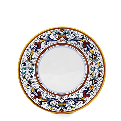 RICCO DERUTA Salad Plate White Center [RI003W] ~ Authentic hand painted in Deruta, Italy. Original design. Shipped from the USA with Certificate of Authenticity.