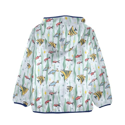 Cute Marine Background Girls Fleece Jacket Girls Fall Jacket Girls Zip Up Hoodie Girls Sherpa Jacket 2-10T2