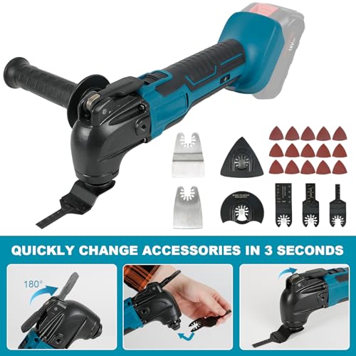 Multifunktionswerkzeug Kompatibel mit M-.akit/-a Akku 18V, Multifunktionsspaten Schneiden Schleifen Trimmer Holzbearbeitung Werkzeuge,Oszillierwerkzeug Erfordert eine eigene Lithium-Batterie – Bild 4