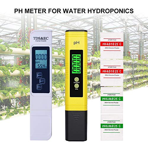 PPM Meter and pH Meter Combo,TDS-EC-Temp(3-in-1) TDS Meter with 0-9999PPM Range and ±2%