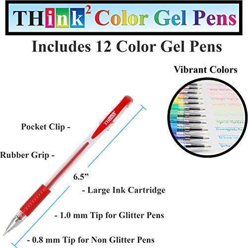 Image of [24 Pack] Think2 Pens & Markers Supply Kit. Includes 3 Highlighter, 4 Permanent Markers, 2 Dry Erase Markers, 12 Color Gel Pens and 3 Retractable gel pens Supplies