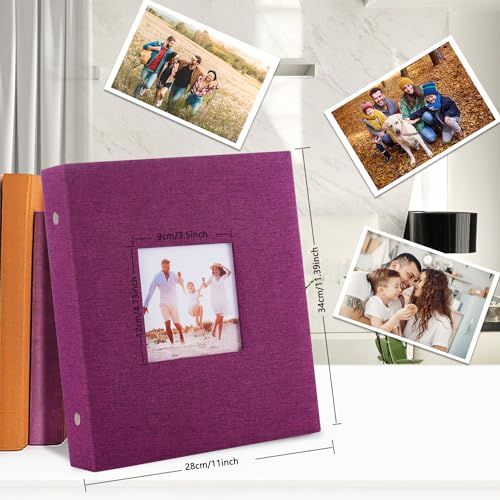 Miaikoe Photo Album 6x4 400 Pockets Slip in Large Capacity Album for Family Wedding Anniversary Linen Album Book Holds 400 Vertical 10x15cm Photos(400 Pockets - Image 2