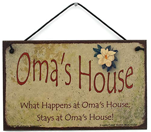 Egbert's Treasures 5x8 Vintage Style Sign with Magnolia Saying, Oma's House What Happens