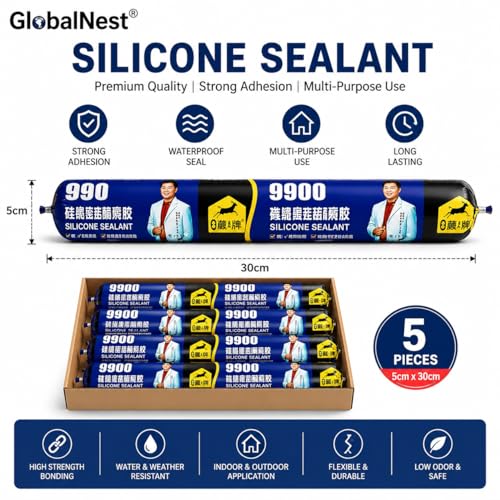 Image of Waterproof Silicone Sealant 9900 Multipurpose Adhesive Tube - Fast Dry Leak Repair Sealant for Roof, Concrete, Metal, Steel & Water Tank | Strong Bond Gap Filling Waterproofing Solution