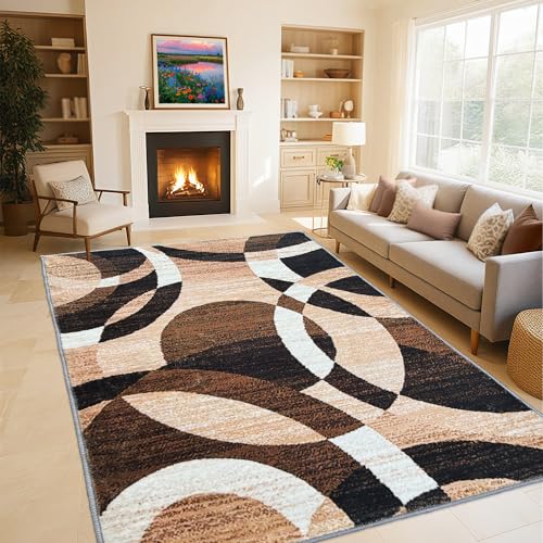 Tapis géométrique lavable en machine résistant aux taches 200x260cm salon - 2