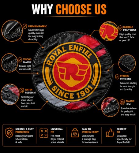 Image of Petrol Tank Cover for Bullet, Classic 350 /500, Electra and Standard, Black, Stretchable Fabric, Since 1901 Logo