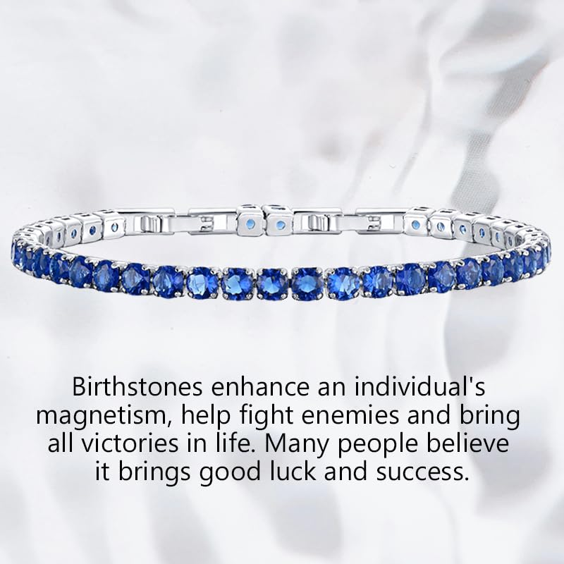 HEEYA Birthstone Jewelry for Women,White Gold Plated Birthstone Bracelets,Tennis Bracelets with Cubic Zirconia,Slider Rhinestone Bracelet,Birthday Christmas Jewelry Gifts for Wife Daughter Sister4