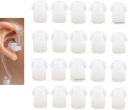 Lsgoodcare Paquete de 20 auriculares de repuesto de goma de silicona blanca para Motorola, Kenwood, Icom, Yaesu, Baofeng, HYT, Midland, Cobra,