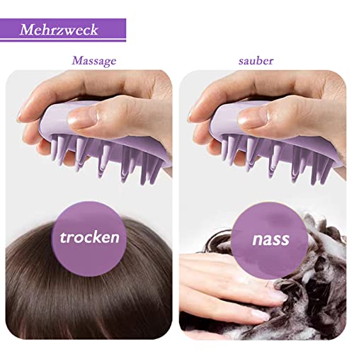 SERKER Kopfhaut Massagebürste Shampoo Bürste,Silikon shampoo haarbürste, scalp massager zum Peeling und zur Stimulierung des Haarwachstums, Schuppenreduktion, Kopfmassage(Lila Violett)