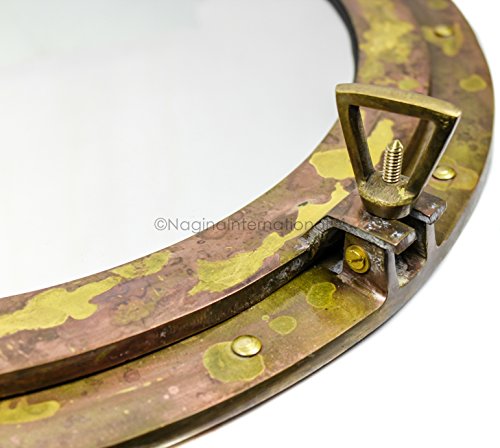 Nagina International Antique Brass Porthole Mirror | Maritime Ship's Decor | Wall Hanging (11 Inches) - Image 9