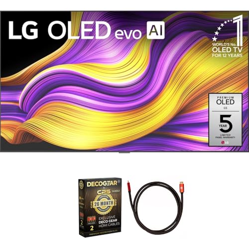 Image of LG OLED83G5WUA 83 Inch G5 Series OLED evo 4K UHD Smart webOS TV with One Wall Design 2025 (Renewed) Bundle with Deco Gear 6FT HDMI Cable and CPS Exclusive 26 Month Protection Pack (BEACH-CPS-26M6500)