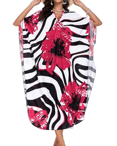 Image of Kaftan Dresses for Women V Neck Caftans Batwing Sleeve Beach Cover Ups | JILUVIN Plus Size Long Floral Print Dress, Loose Fit Maxi Casual Moomoo, Lounge House Mumu Nightgown Summer Vocation 2026
