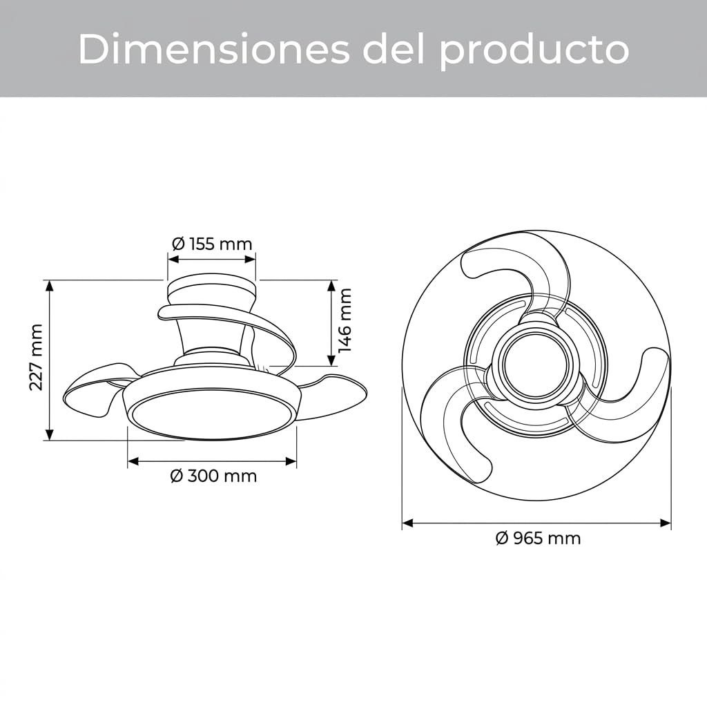 Ventilador de Techo Rectátil con Luz LED Regulable 3 CCT, 6 Velocidades, Mando a Distancia, Función Invierno/Verano, Temporizador y Memoria, Diseño Moderno, Ø96,5 cm (Blanco hielo)