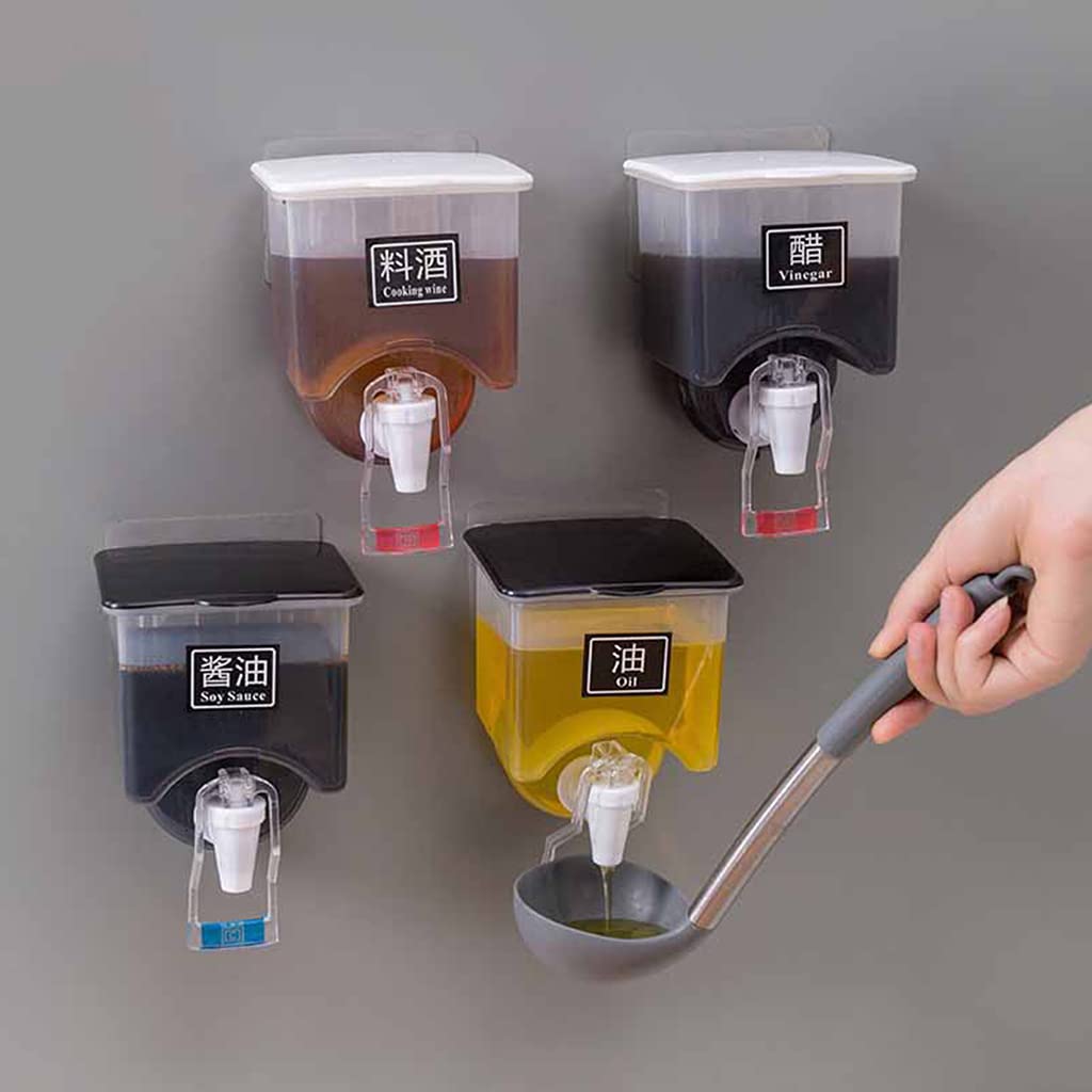 MLWSKERTY PP Food Seasoning Containers With Faucet Kitchen Boxes Jar Double Lid Cereal Condiment Bean Storage