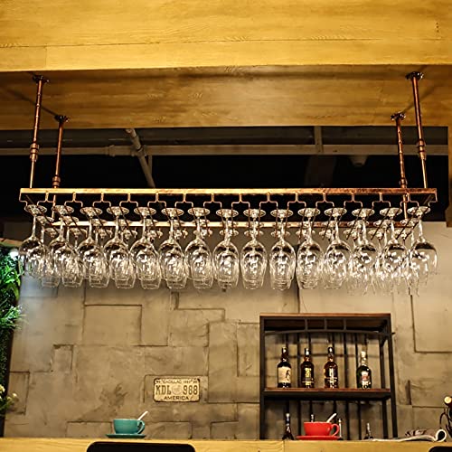 Casier à vin en fer forgé rétro avec support de verre suspendu