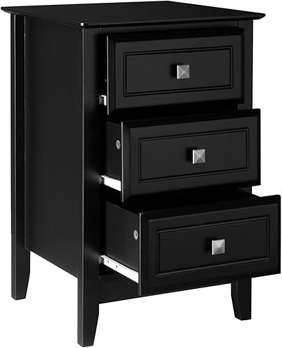 Miniatura 51 de Bonnlo Mesita de noche blanca con 3 cajones, moderna mesita de noche para dormitorio con perillas de metal, mesita de noche de madera, mesa auxiliar