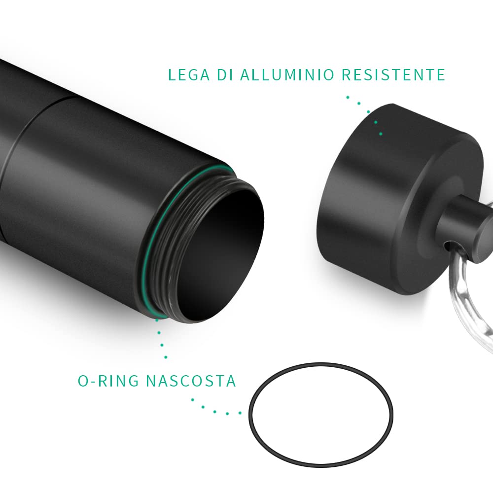 Opret Portapillole Piccolo 2 pezzi Portachiavi tascabile metallo da viaggio Dispenser per pillole