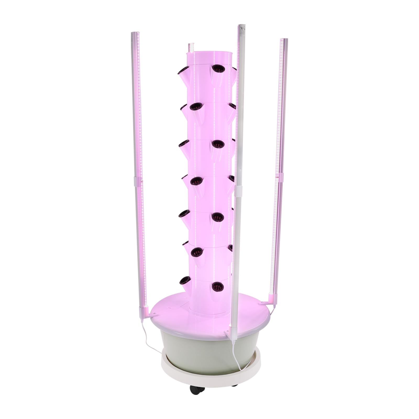 Torre hidropónica vertical de 7 pisos, 28 agujeros, sistema hidropónico sin tierra con temporizador de bomba de agua e iluminación LED, kit hidropónico vertical para el cultivo de hierbas en casa