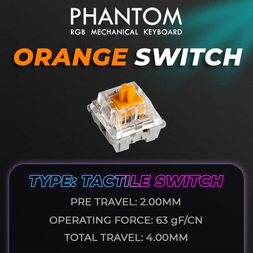 Image of TECWARE Phantom+ 87 Key Mechanical Gaming Keyboard, RGB led, TKL 75% Keyboard, Thocky Sounding, Wraith Orange Switch