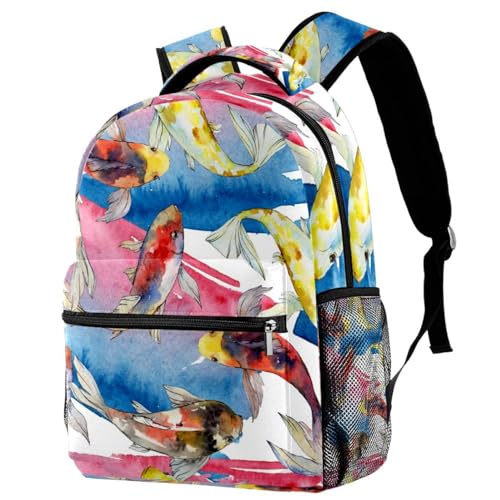 Sac à dos d'école carpe rouge et doré pour adolescents et filles de 29.4x20x40cm