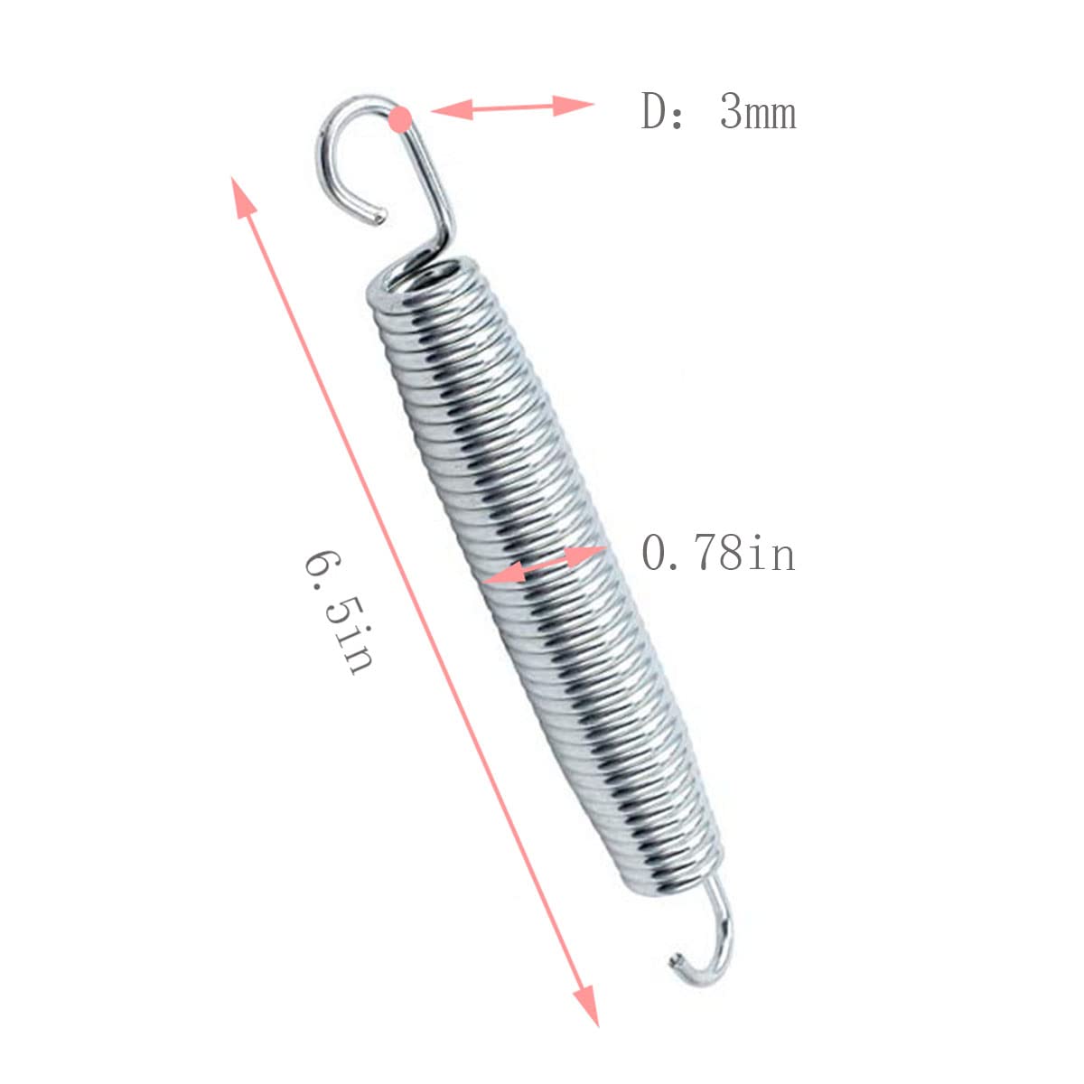 Muelles galvanizados para cama elástica de 6,5 resortes, un juego de 10 paquetes con ganchos, calibre de acero más grueso para mayor durabilidad. Ofrece el acero, el calibre de acero más grueso,