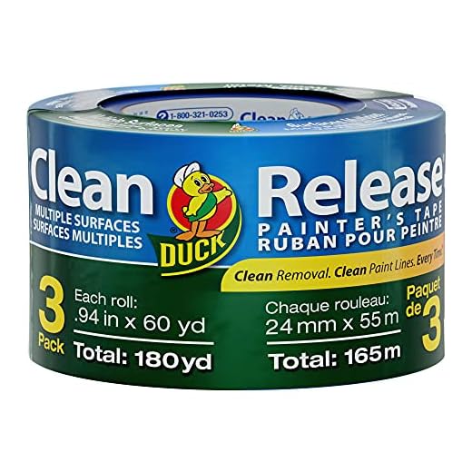 Duck Clean Release Blue Painters Tape, Masking Tape for Paint Projects, 1 in (0.94 in x 60 yd) 3-Pack