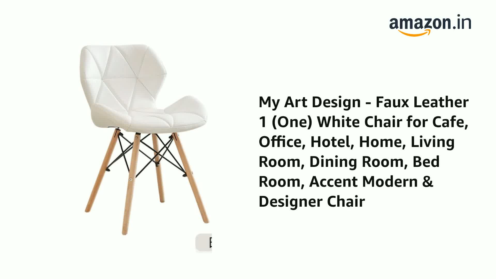 My Art Design - Faux Leather 1 (One) White Chair for Cafe, Office