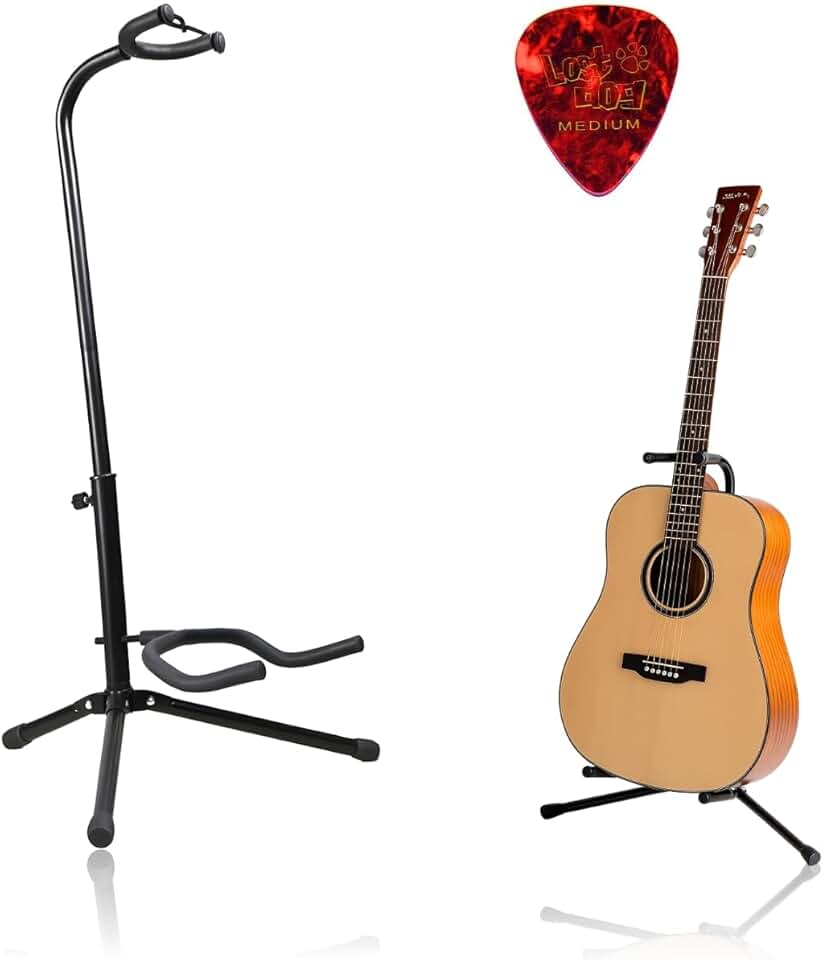 Suporte de Chão para Violão Guitarra Contrabaixo Viola Universal Dobrável Apoio Almofadado Espumado Revestido Antiderrapante Pedestal Instrumentos Musicais Acústico Elétrico