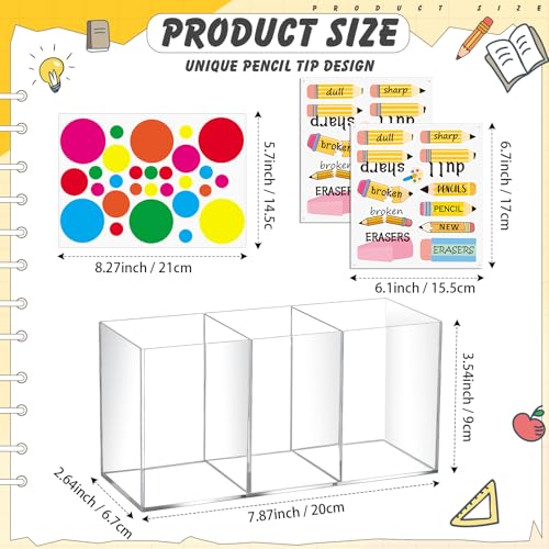 Porte-crayons pointus et ternes transparent Jetec pour enseignant et bureau