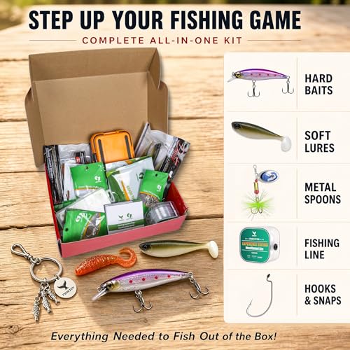 Image of 17 Packs - 83 Pieces Complete Fishing Gear Kit With Line And Tackle Box - Ideal Gift For Father Men Dad Husband Boyfriend, Ready To Fish Lures & Accessories Set Included Soft Baits Metal Spoons