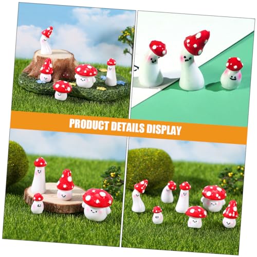 Champignons miniatures en résine x7 pour déco de bonsaï - 4