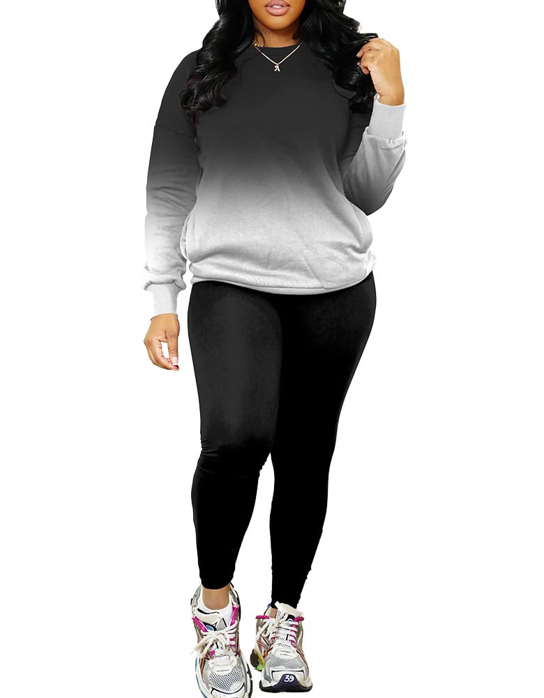 Nimsruc 2 Piece Outfits For Women Sweatsuits Sets Casual Long Sleeve Pullover Jogger Sweat Pants Set With Pocket