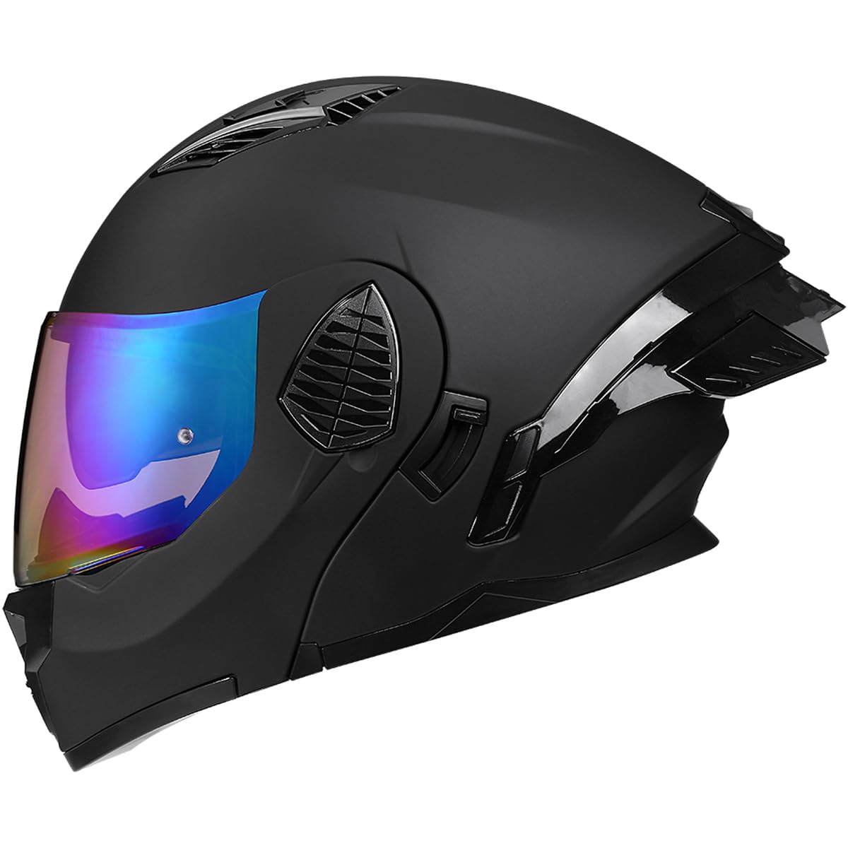 Woljay Motorcycle Full Face Flip Up Helmet Dual Visor Integrated Motorbike for Adults Men Women Street Racing Moped DOT Approved (Silver Transparent Visor,One Size) — view 16